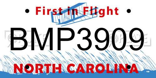 BMP3909 North Carolina License Plate