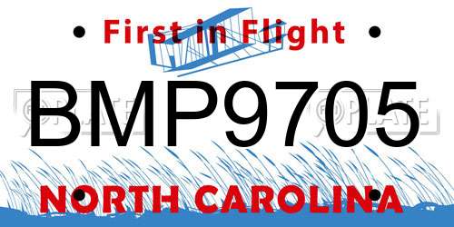 BMP9705 North Carolina License Plate
