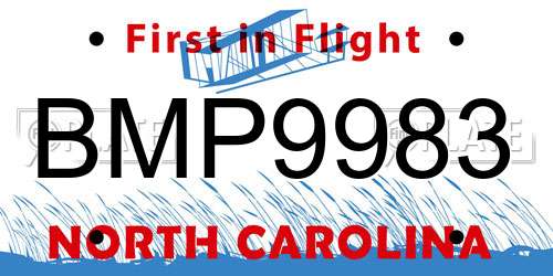 BMP9983 North Carolina License Plate
