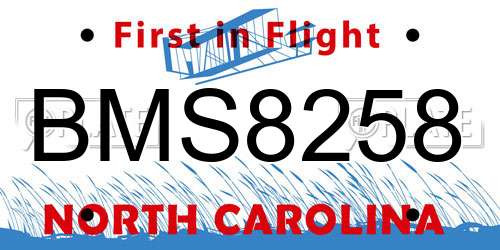 BMS8258 North Carolina License Plate