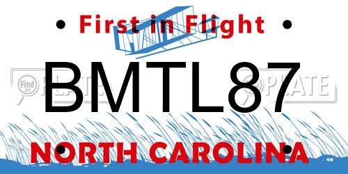 BMTL87 North Carolina License Plate
