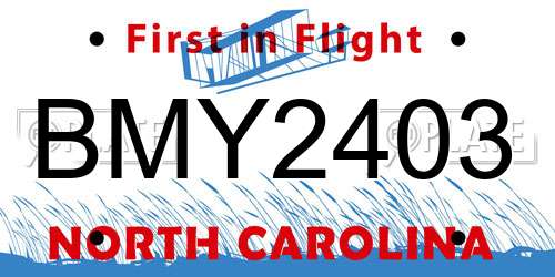 BMY2403 North Carolina License Plate