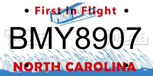 BMY8907 North Carolina License Plate