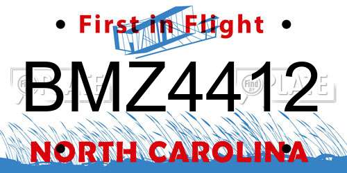 BMZ4412 North Carolina License Plate