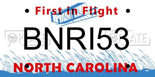 BNRI53 North Carolina License Plate