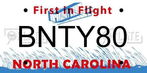 BNTY80 North Carolina License Plate
