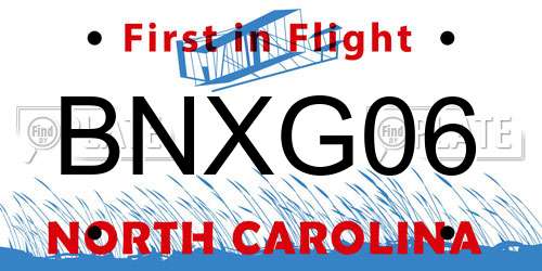 BNXG06 North Carolina License Plate