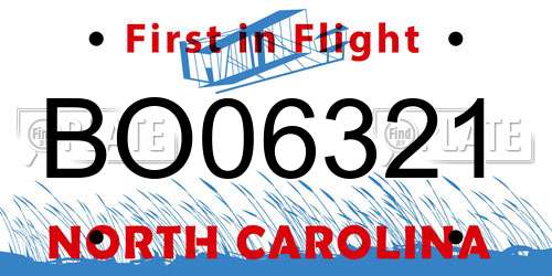 BO06321 North Carolina License Plate