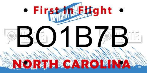 BO1B7B North Carolina License Plate