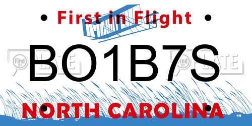 BO1B7S North Carolina License Plate