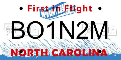BO1N2M North Carolina License Plate