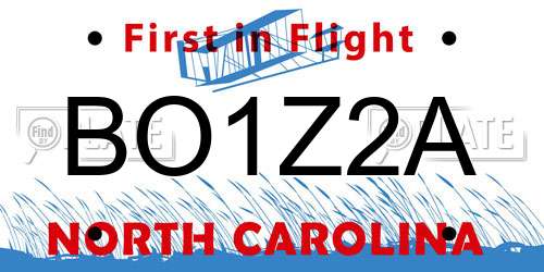 BO1Z2A North Carolina License Plate