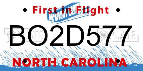 BO2D577 North Carolina License Plate