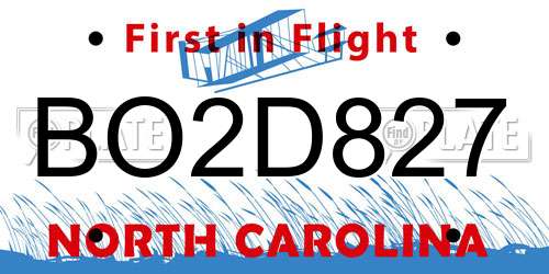BO2D827 North Carolina License Plate