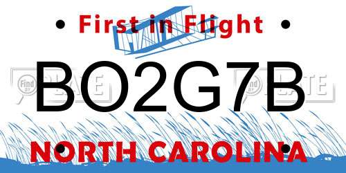 BO2G7B North Carolina License Plate