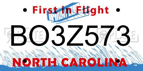 BO3Z573 North Carolina License Plate