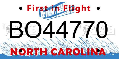 BO44770 North Carolina License Plate