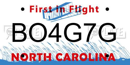 BO4G7G North Carolina License Plate