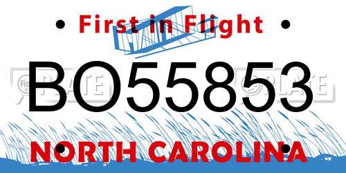 BO55853 North Carolina License Plate