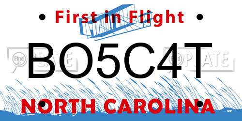 BO5C4T North Carolina License Plate