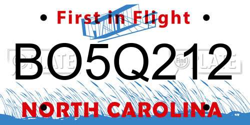 BO5Q212 North Carolina License Plate