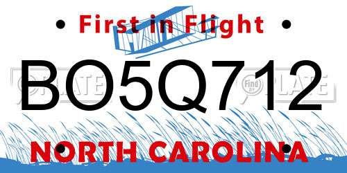 BO5Q712 North Carolina License Plate