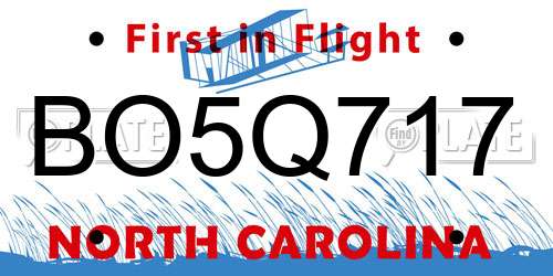 BO5Q717 North Carolina License Plate