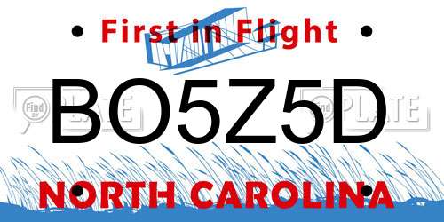 BO5Z5D North Carolina License Plate