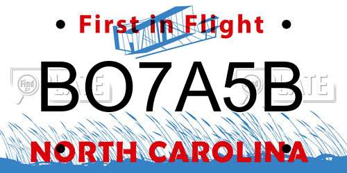 BO7A5B North Carolina License Plate