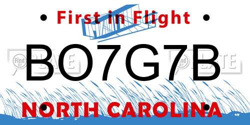 BO7G7B North Carolina License Plate
