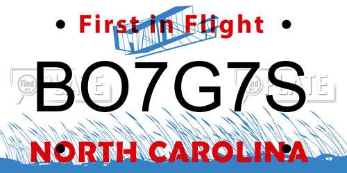 BO7G7S North Carolina License Plate