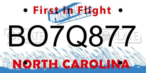 BO7Q877 North Carolina License Plate