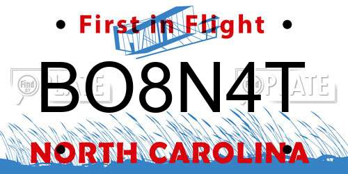 BO8N4T North Carolina License Plate
