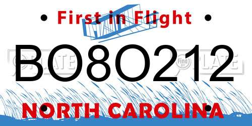 BO8O212 North Carolina License Plate