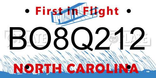 BO8Q212 North Carolina License Plate
