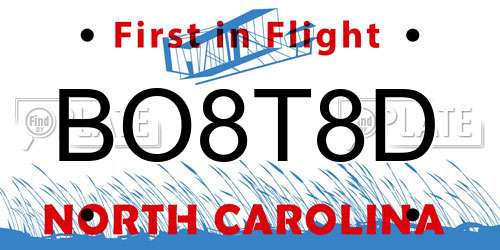 BO8T8D North Carolina License Plate
