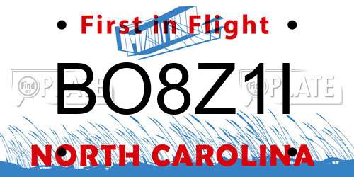 BO8Z1I North Carolina License Plate