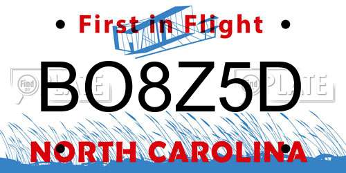BO8Z5D North Carolina License Plate
