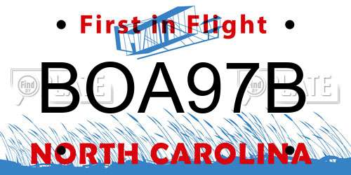 BOA97B North Carolina License Plate