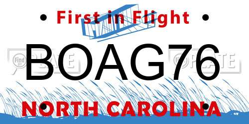 BOAG76 North Carolina License Plate