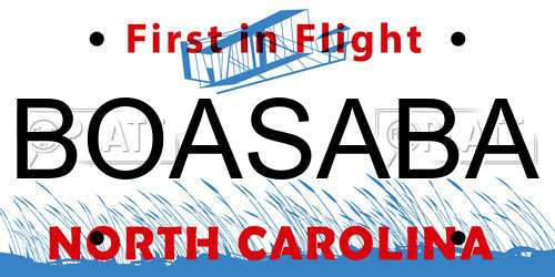 BOASABA North Carolina License Plate