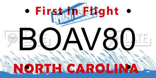 BOAV80 North Carolina License Plate