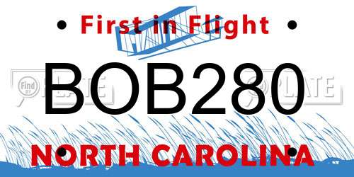 BOB280 North Carolina License Plate