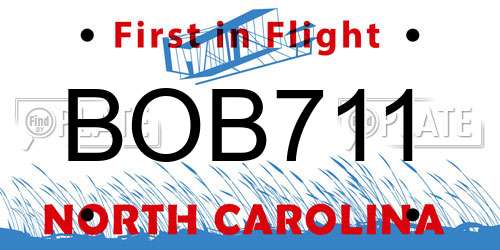 BOB711 North Carolina License Plate