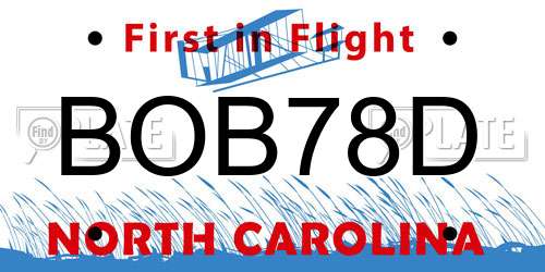 BOB78D North Carolina License Plate