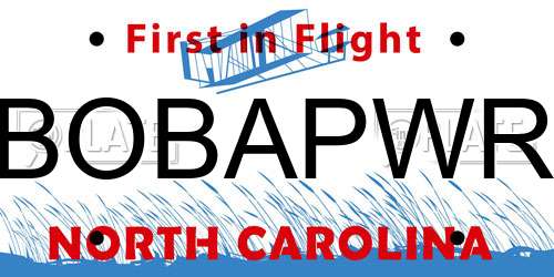 BOBAPWR North Carolina License Plate