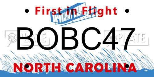 BOBC47 North Carolina License Plate