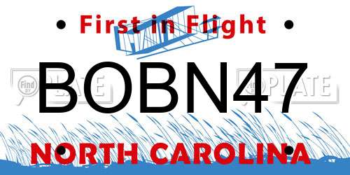 BOBN47 North Carolina License Plate