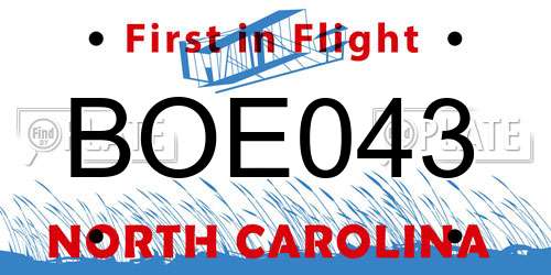 BOE043 North Carolina License Plate