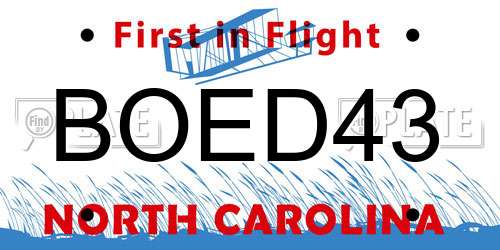 BOED43 North Carolina License Plate